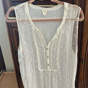 Beige , sheer top in larger